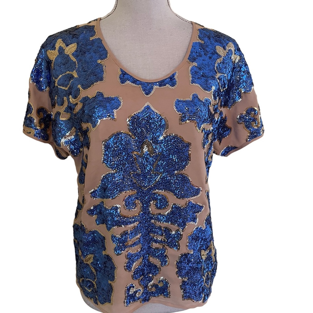 Tracy Reese/Neiman Marcus for Target Cobalt Blue Sequin Blouse XS